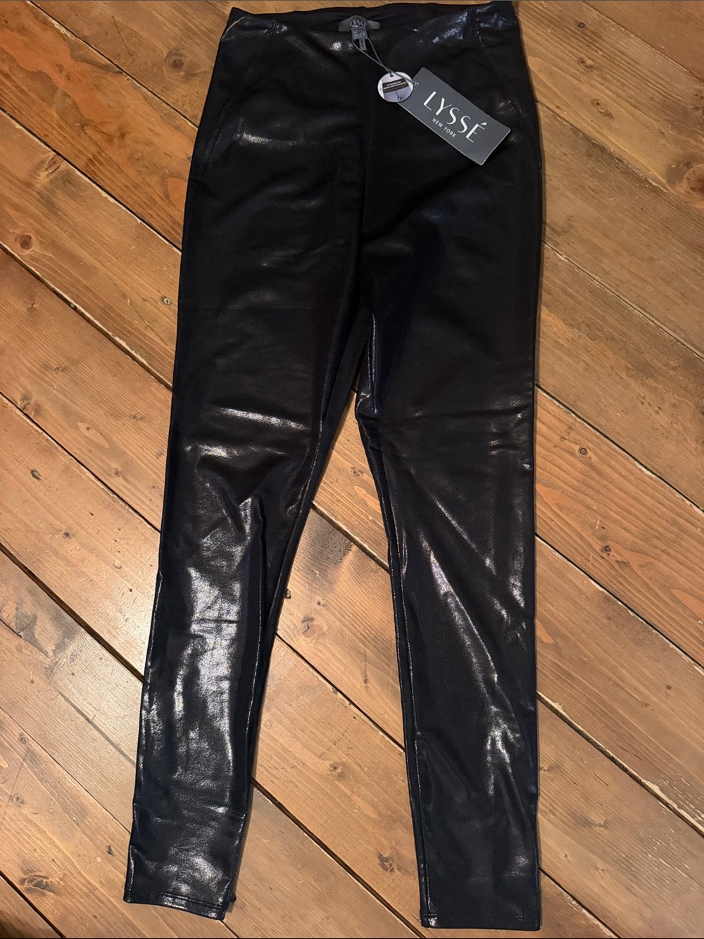 Lysse Black Faux-Leather Shine Leggings